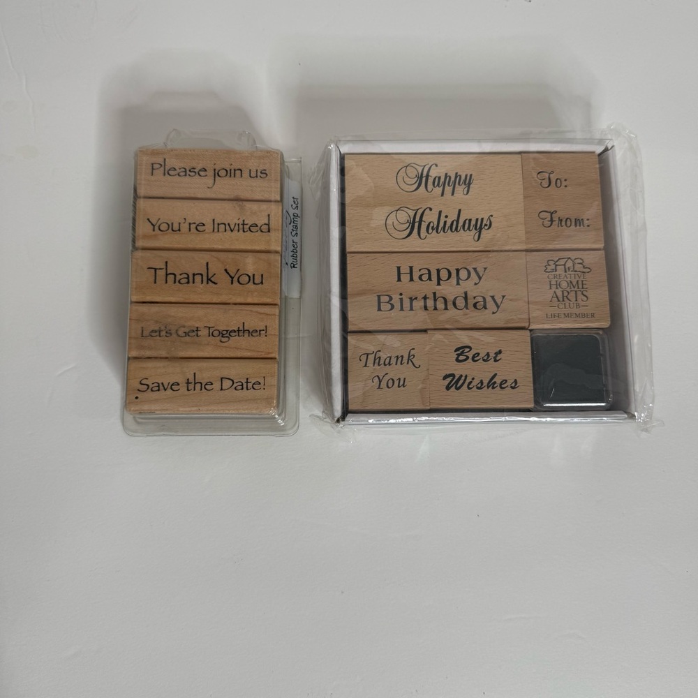 Wooden Stamp Set with Sentiments